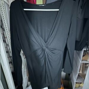 Black dress with center tie